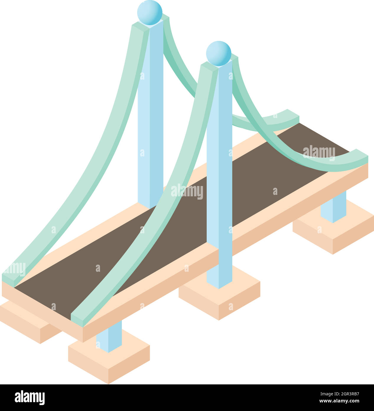 Ponte con pilastri icona, stile cartoon Illustrazione Vettoriale
