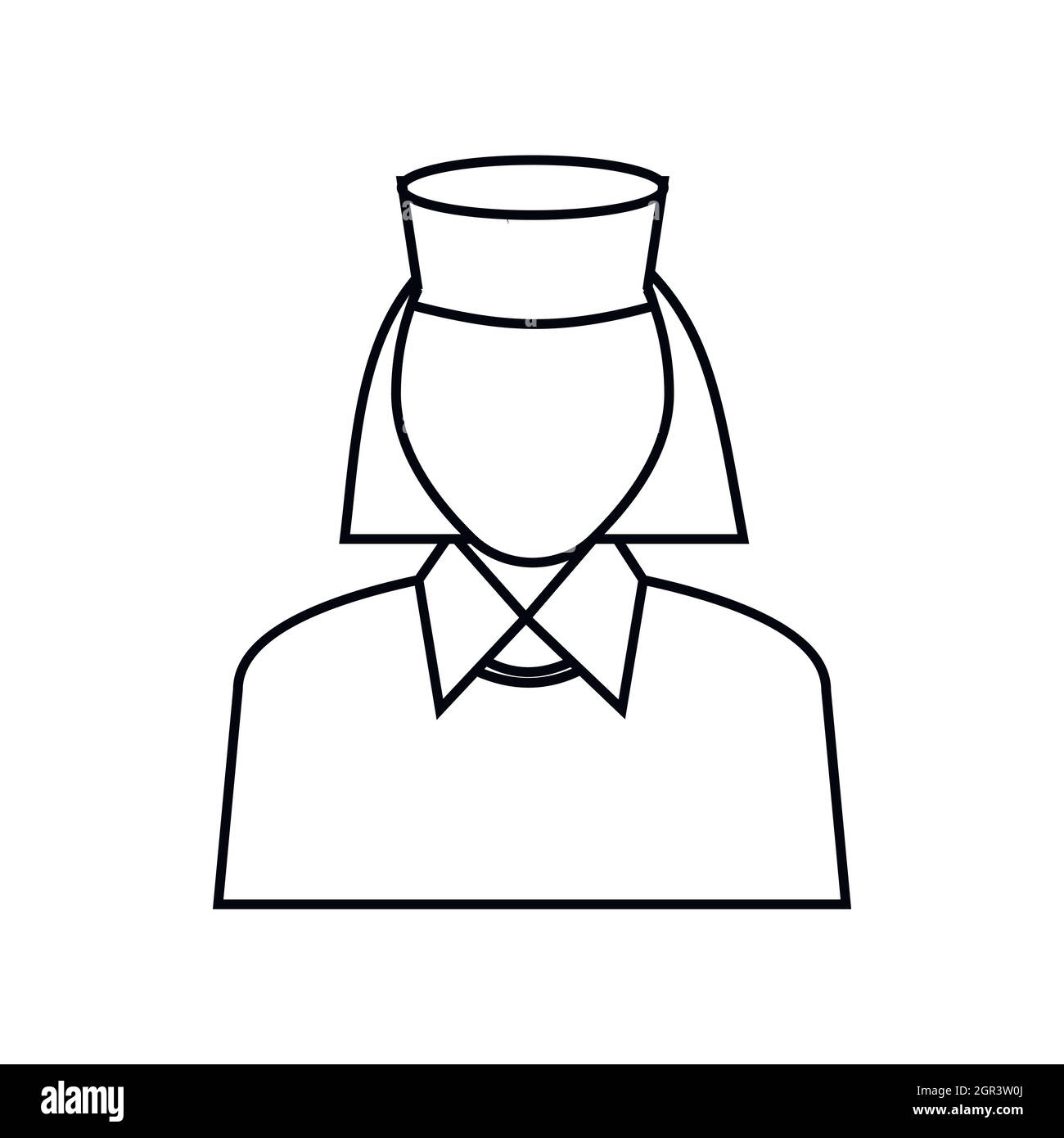 Icona di infermiere, stile contorno Illustrazione Vettoriale