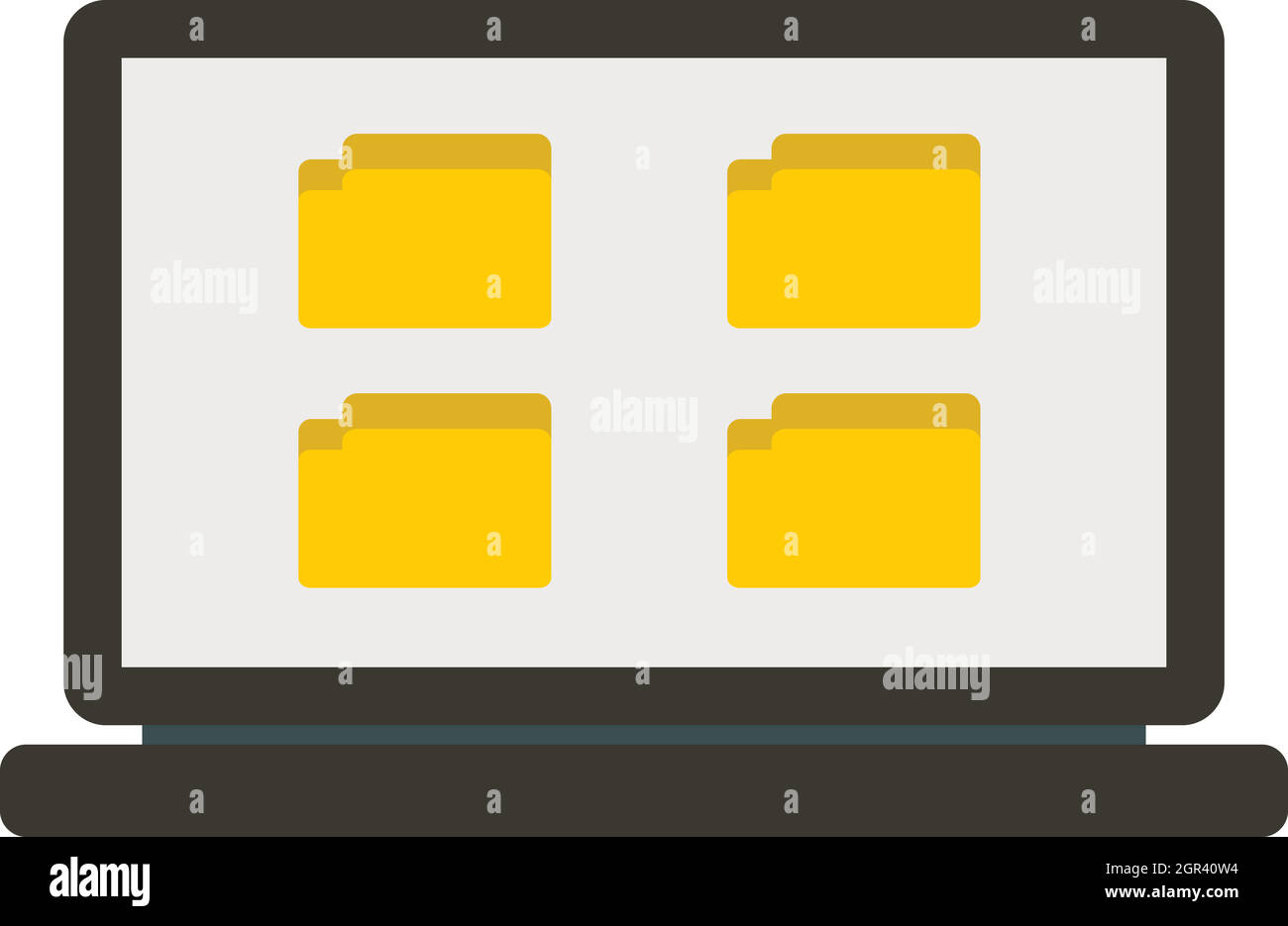Cartella sul laptop, l'icona di stile di Piana Illustrazione Vettoriale