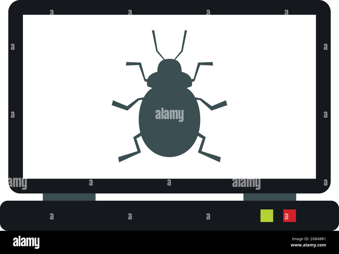 Bug nel computer, l'icona di stile di Piana Illustrazione Vettoriale