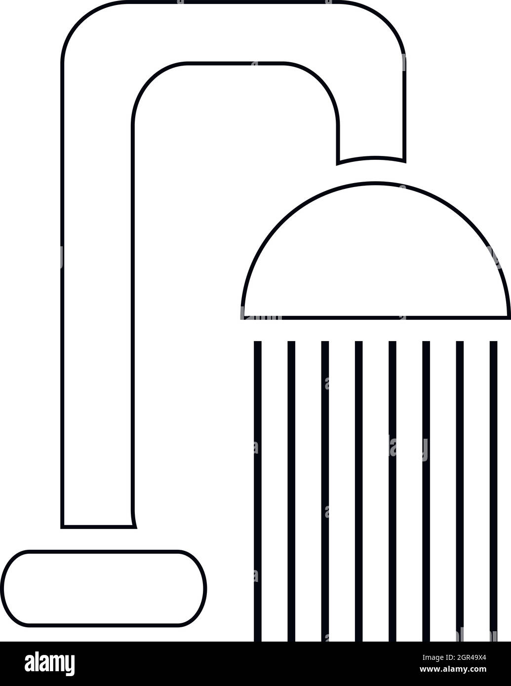 Doccia spray icona, stile contorno Illustrazione Vettoriale