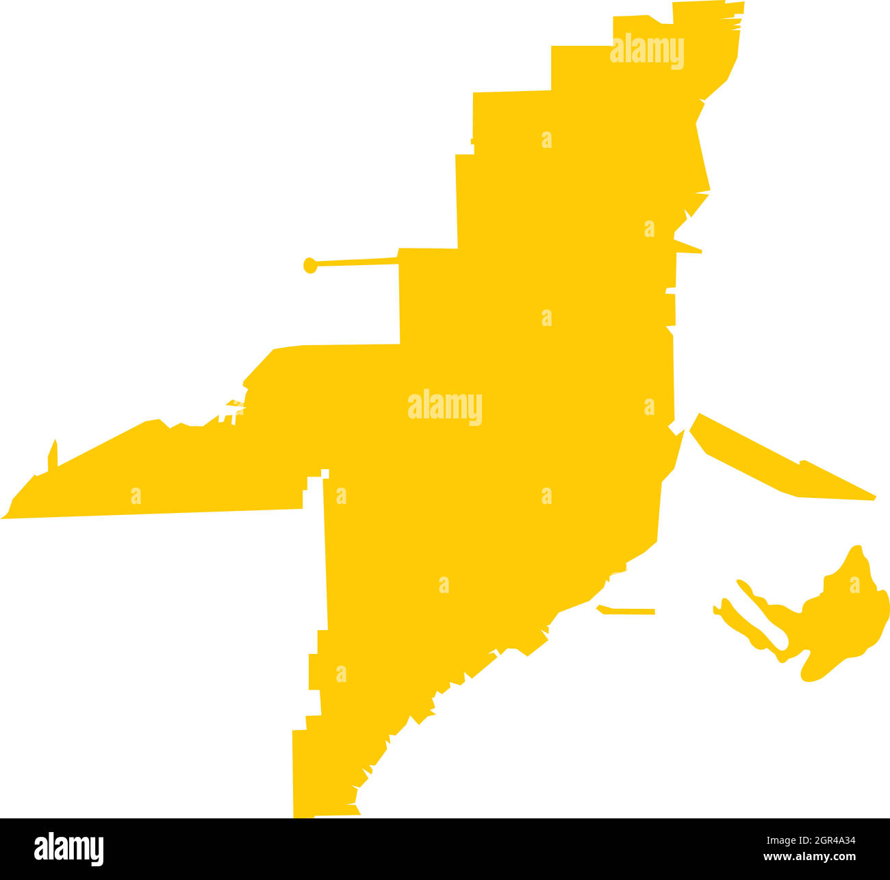 Florida giallo icona mappa, stile piatto Illustrazione Vettoriale