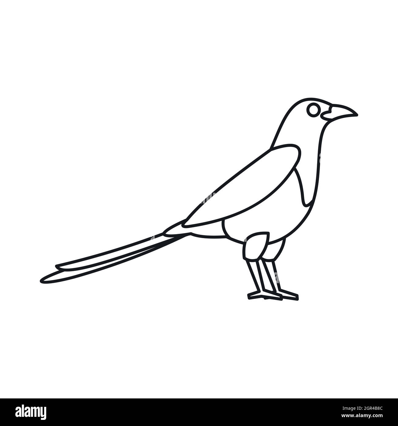 Bird gazza icona, stile contorno Illustrazione Vettoriale