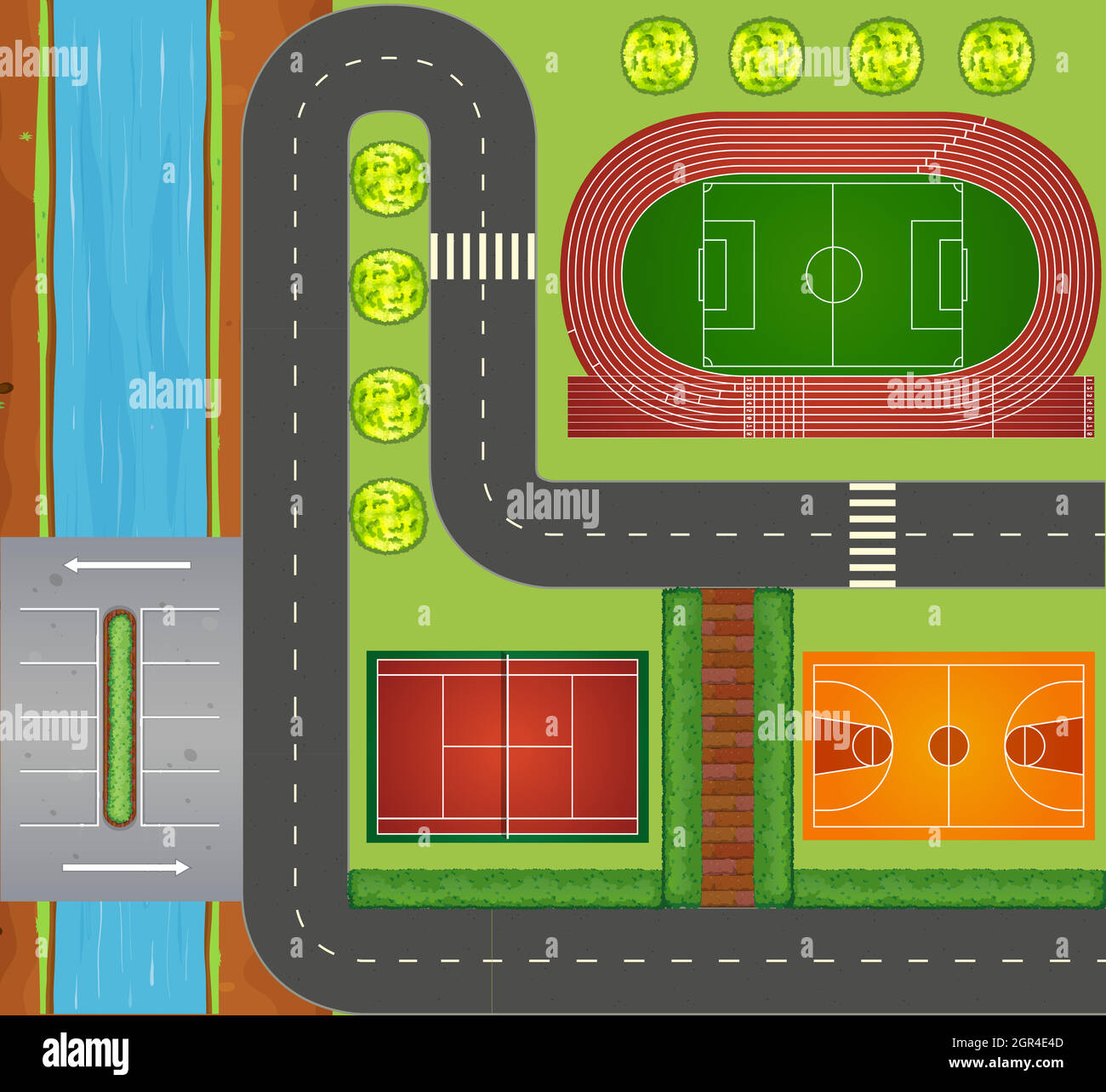 Strade e impianti sportivi Illustrazione Vettoriale