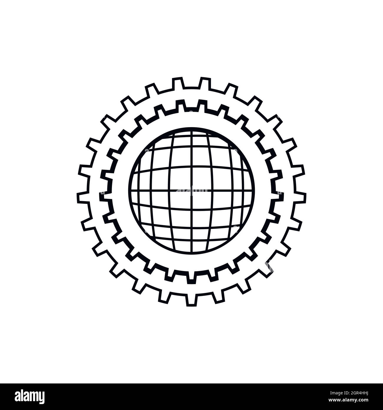 Impostazione del mondo online, l'icona di stile di contorno Illustrazione Vettoriale