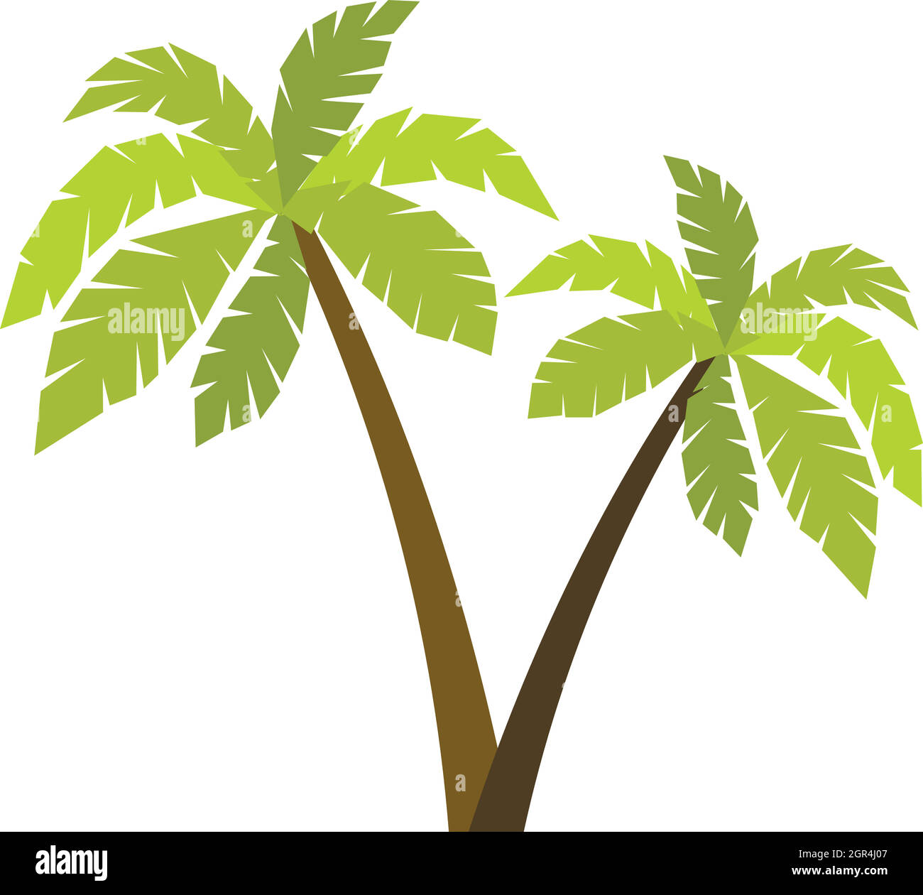 Due palme icona in stile piatto Illustrazione Vettoriale