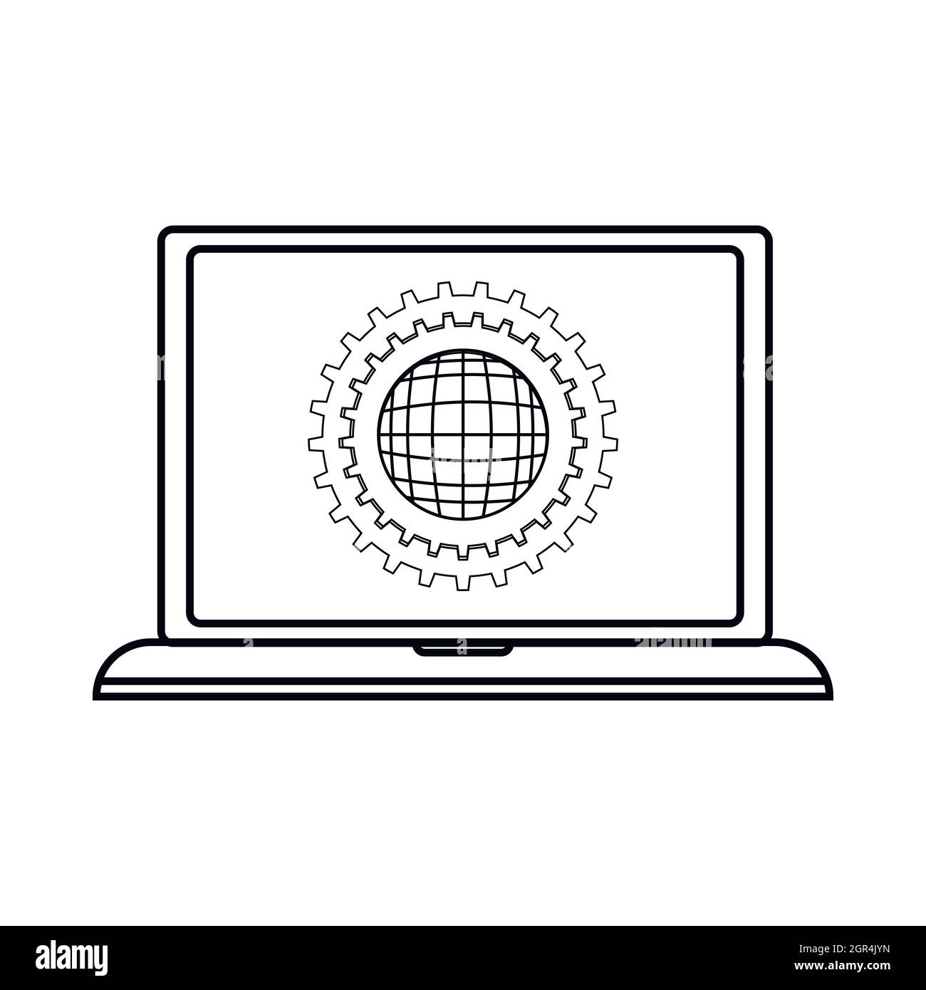 Tutte le impostazioni del notebook, l'icona di stile di contorno Illustrazione Vettoriale