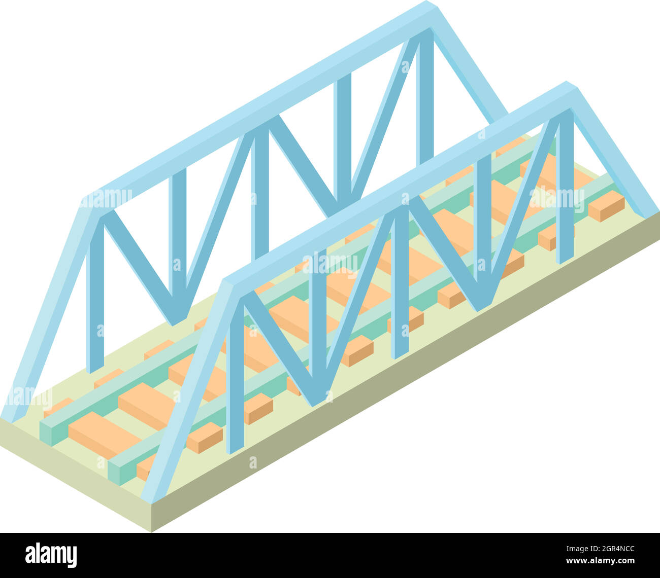 Ponte ferroviario icona, stile cartoon Illustrazione Vettoriale