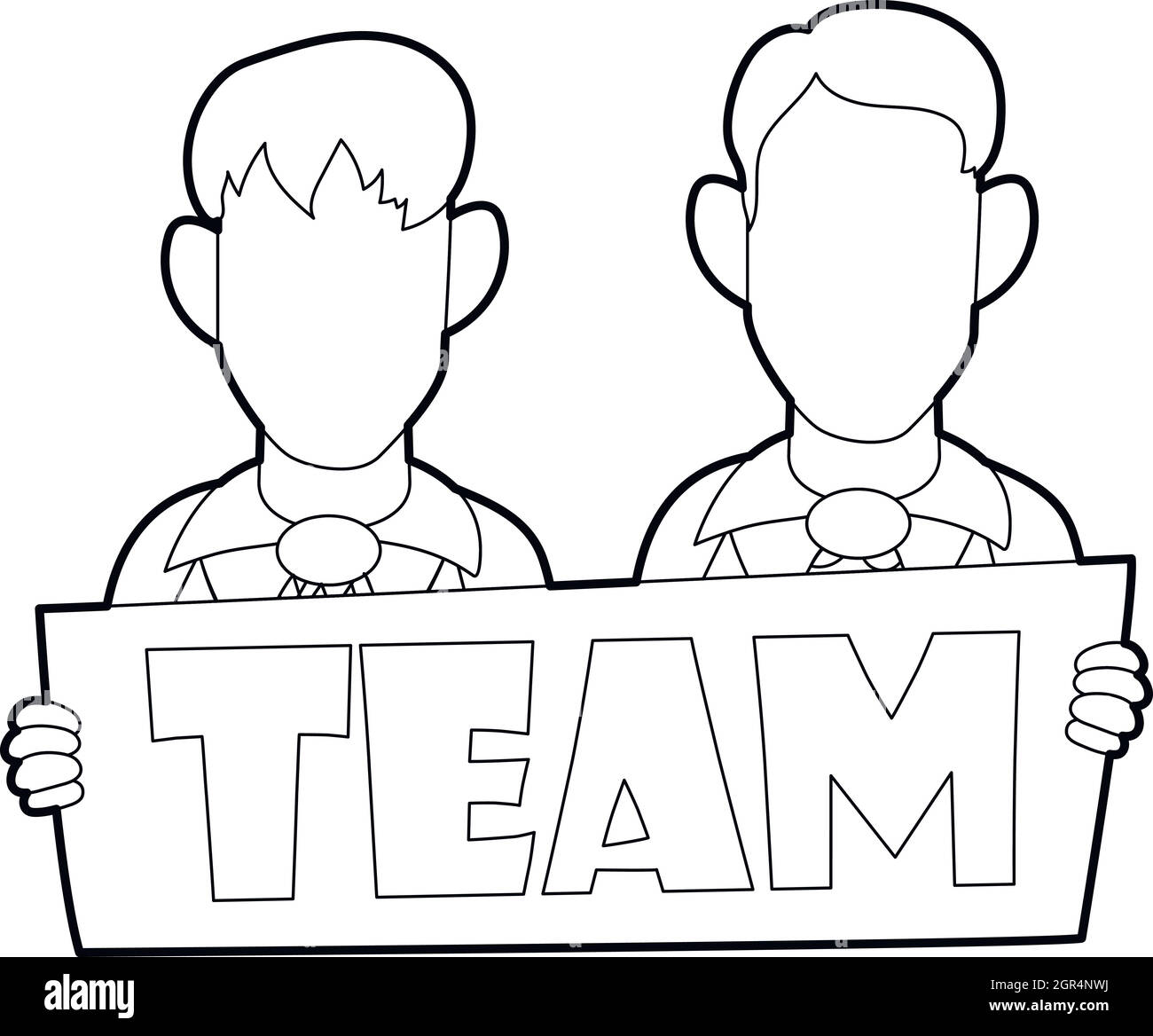 Imprenditori tenendo premuto segno bordo con Team icona word Illustrazione Vettoriale