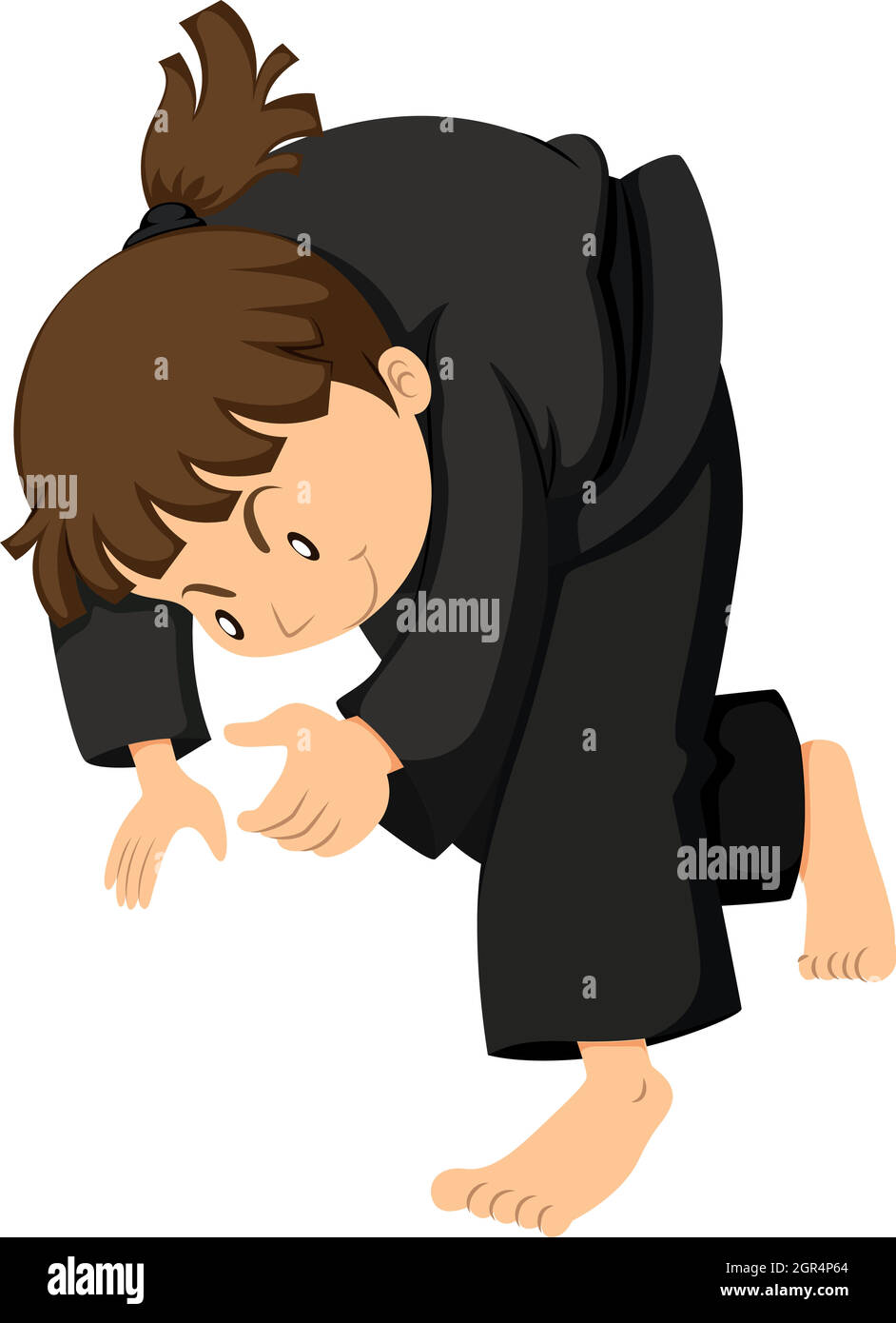 Ragazza in vestito nero facendo judo Illustrazione Vettoriale