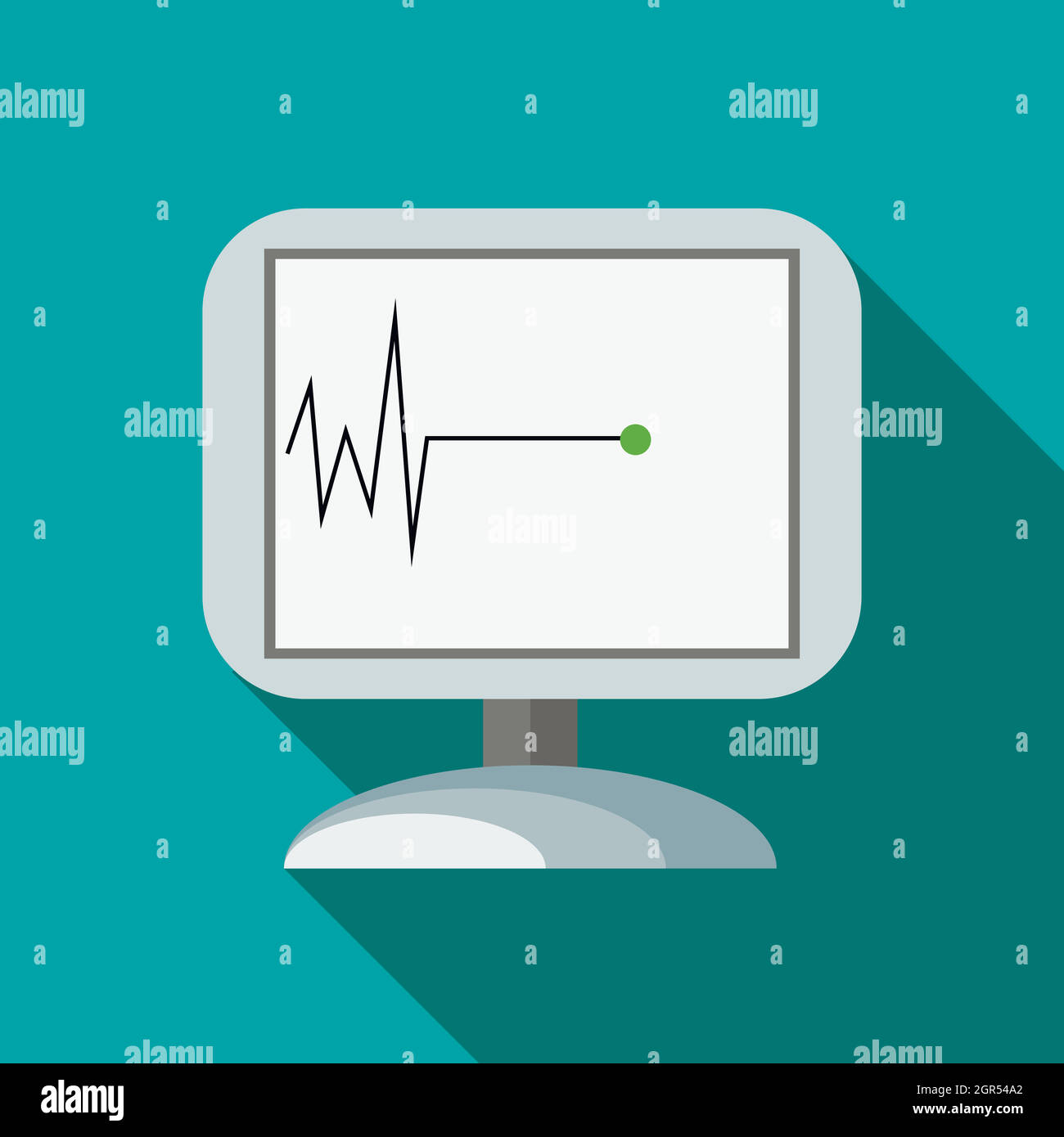 Il monitor ha registrato un arresto cardiaco icona, stile piatto Illustrazione Vettoriale