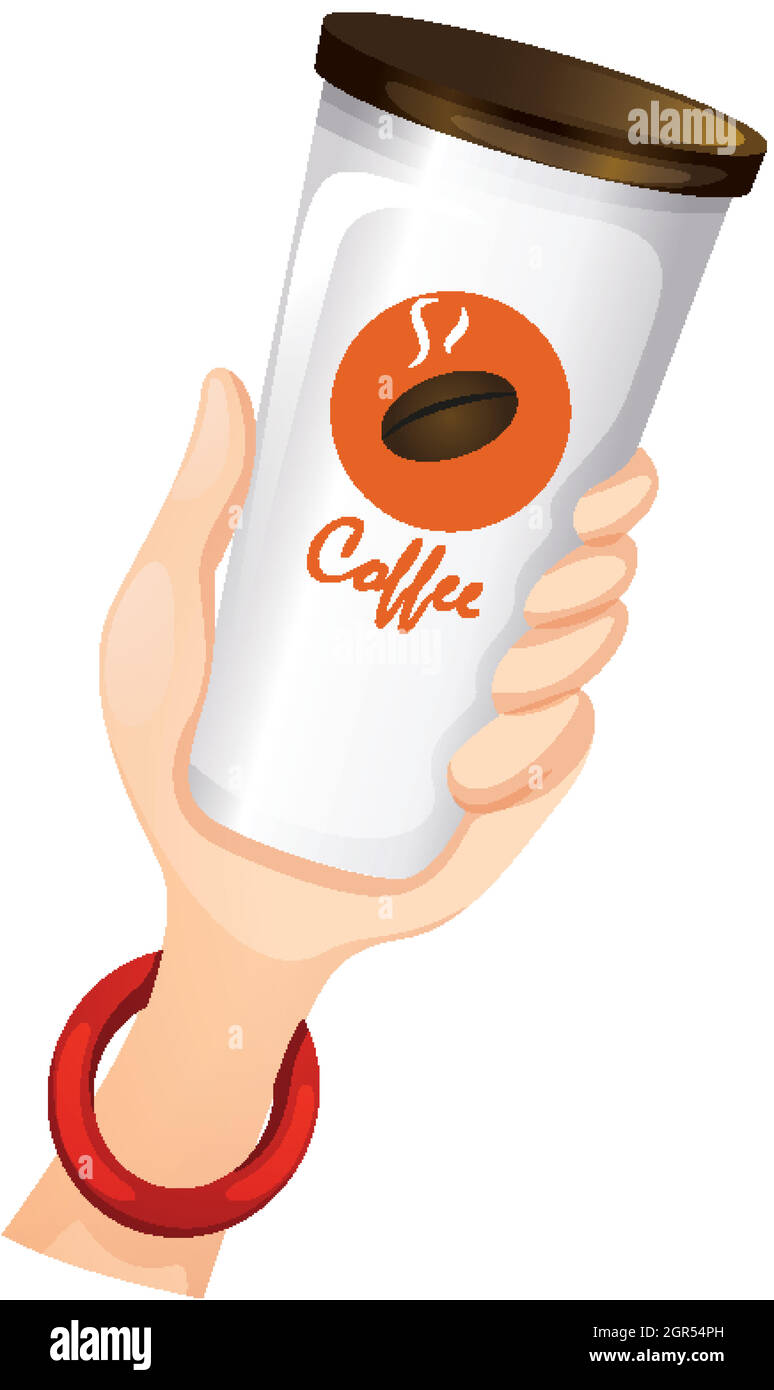Caffè a mano isolato Illustrazione Vettoriale