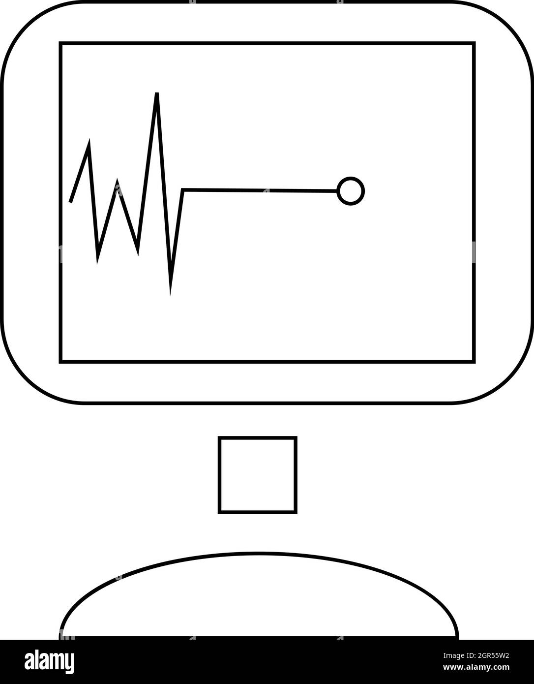 Monitor con arresto cardiaco, l'icona di stile di contorno Illustrazione Vettoriale