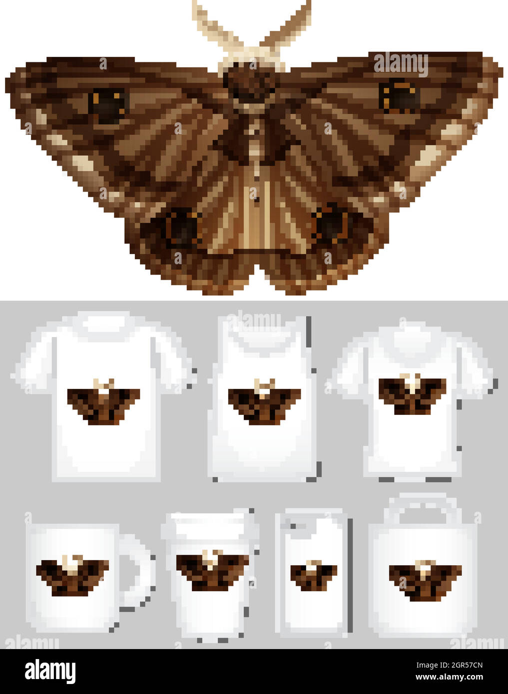Immagine di MOTH su diversi tipi di modelli di prodotto Illustrazione Vettoriale
