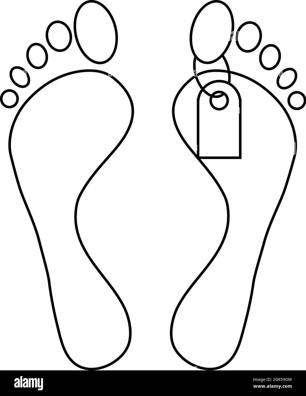 Piedi con un icona di tag, stile contorno Illustrazione Vettoriale