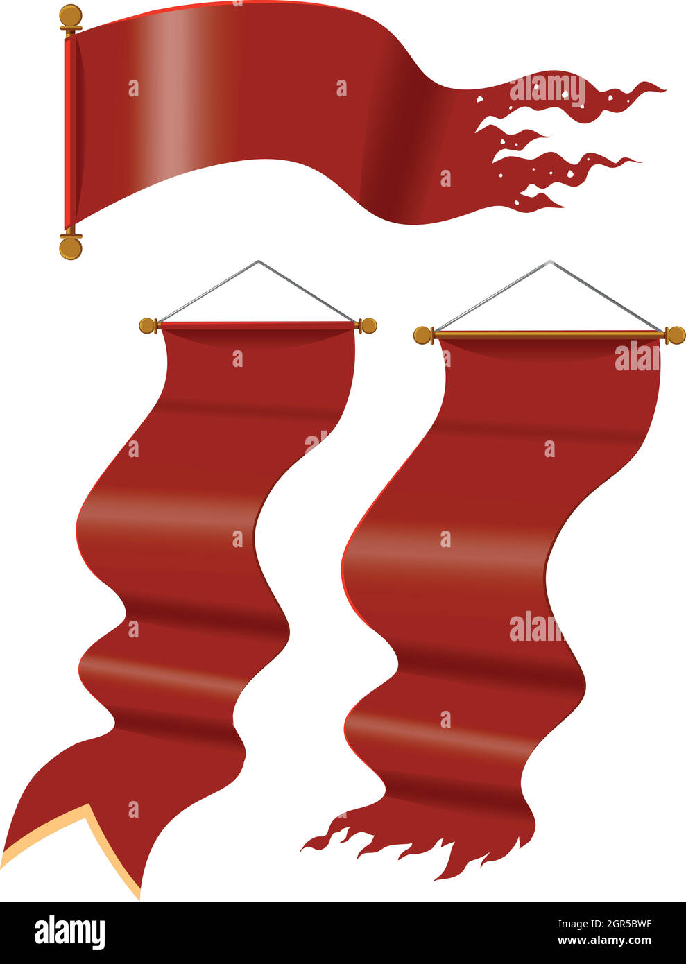 Bandiere rosse in stile medievale Illustrazione Vettoriale