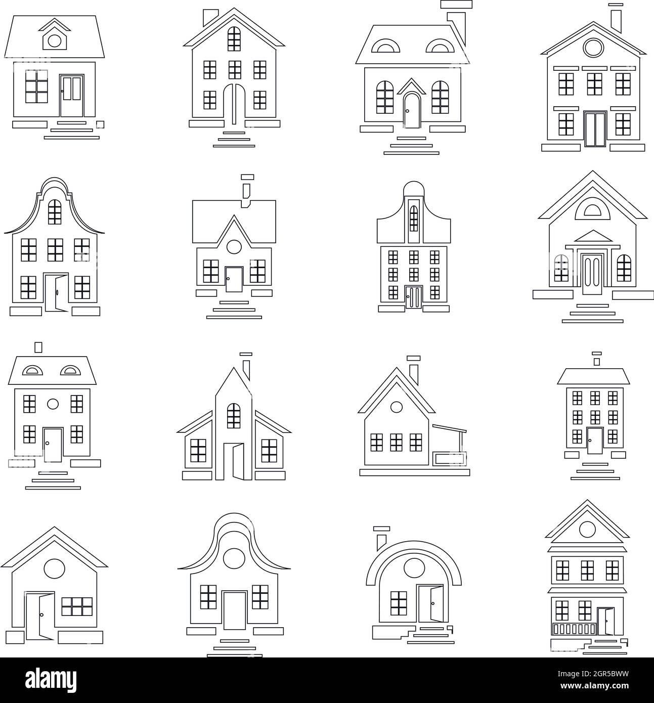 Casa di campagna in stile contorno Illustrazione Vettoriale