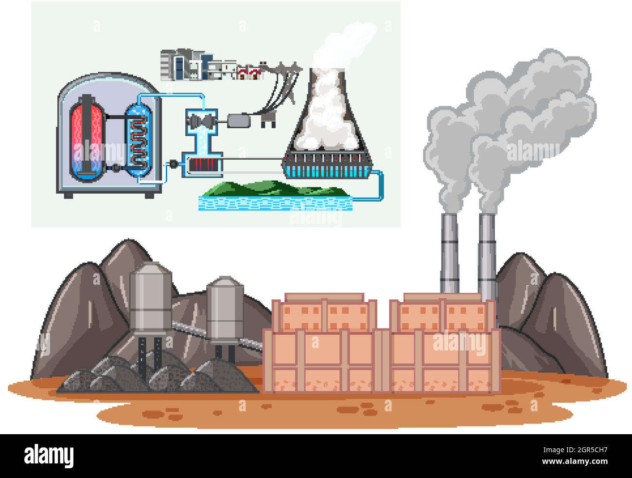 Diagramma che mostra l'energia utilizzata in fabbrica Illustrazione Vettoriale