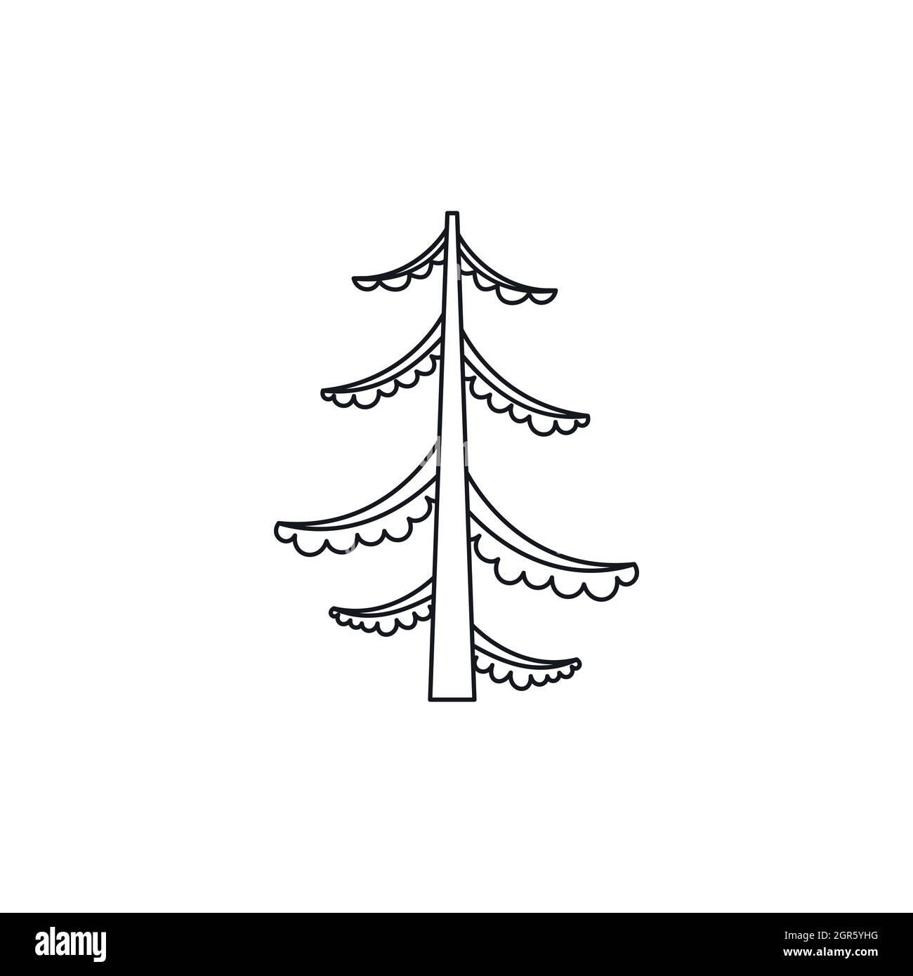 Foresta di abeti, l'icona di stile di contorno Illustrazione Vettoriale