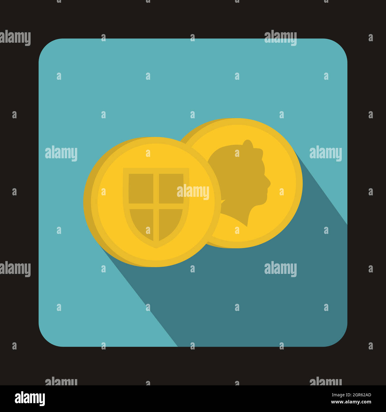 Sterlina oro monete icona, stile piatto Illustrazione Vettoriale