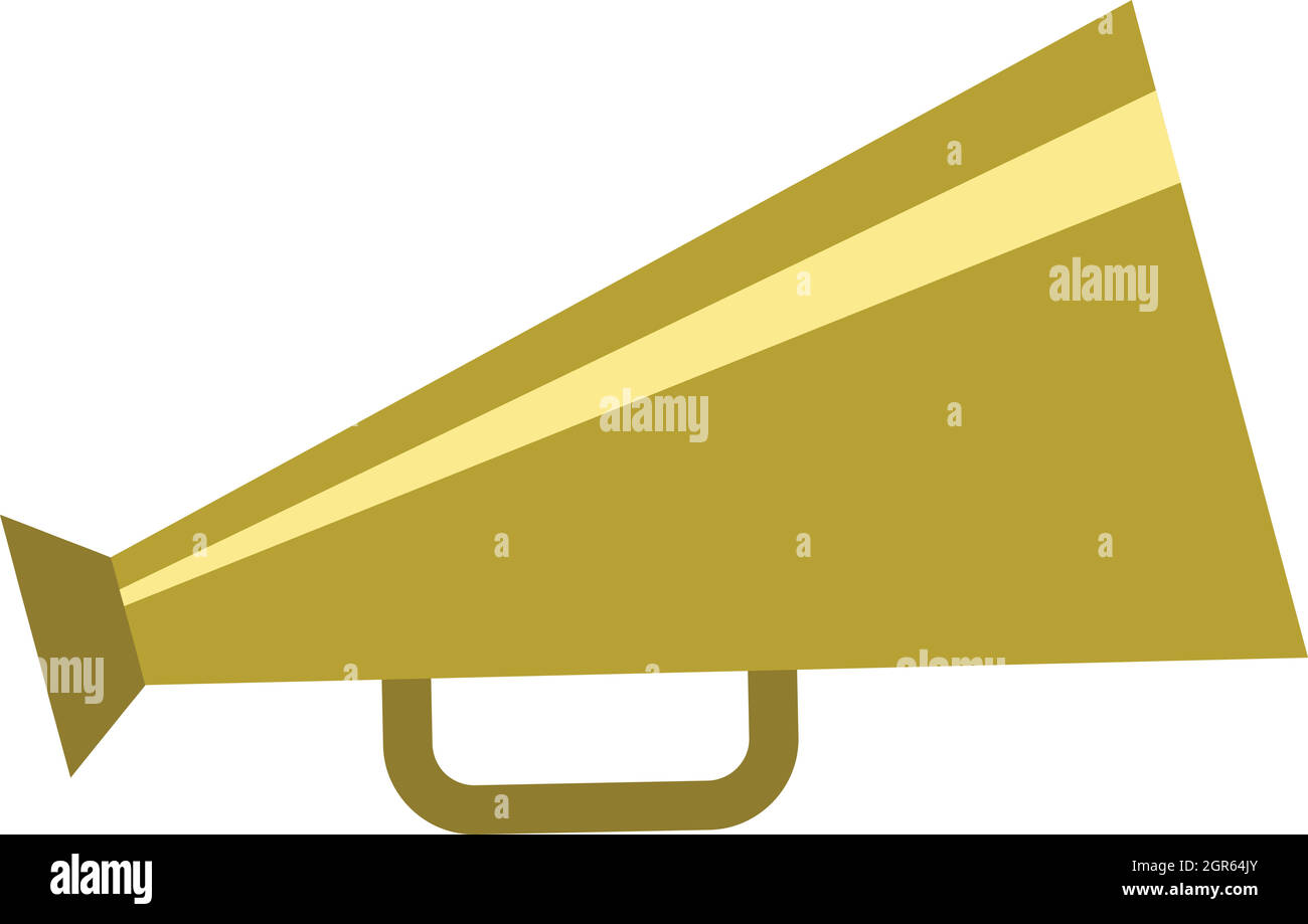 Retro metallico icona megafono, stile piatto Illustrazione Vettoriale