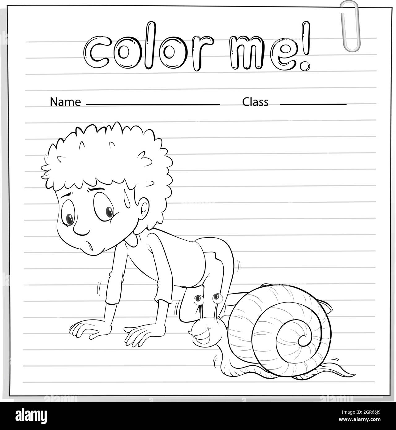 Un foglio di lavoro di colore me con un capretto e una lumaca Illustrazione Vettoriale