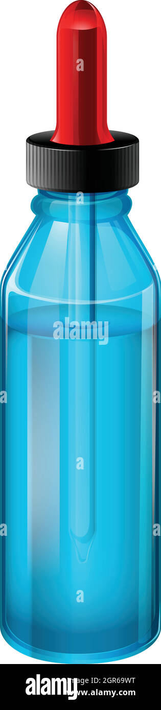 Un flacone medico blu con contagocce Illustrazione Vettoriale