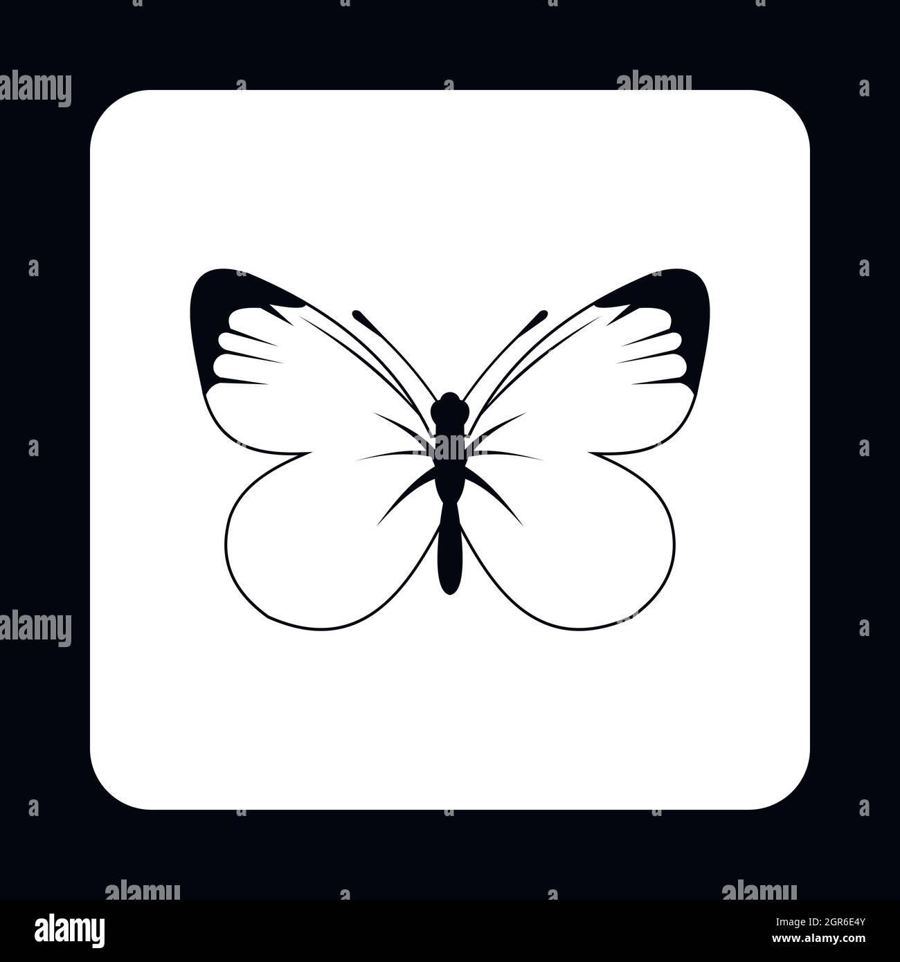 Butterfly con il bianco e nero icona ali Illustrazione Vettoriale