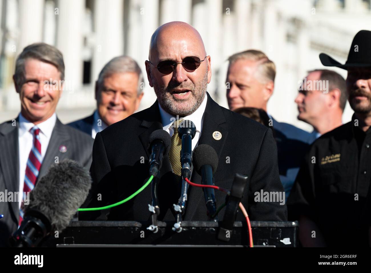 Washington, Stati Uniti. 30 settembre 2021. Il rappresentante degli Stati Uniti Brian Higgins (D-NY) parla del confine meridionale in una conferenza stampa organizzata dal Comitato di Studio Repubblicano. Credit: SOPA Images Limited/Alamy Live News Foto Stock