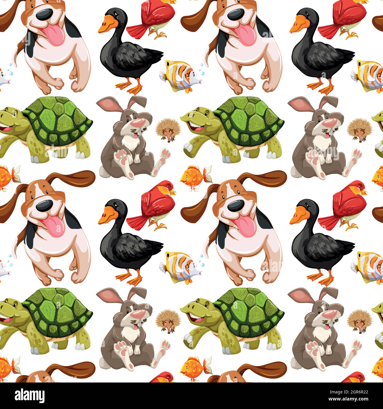 Sfondo senza giunture con molti animali Illustrazione Vettoriale