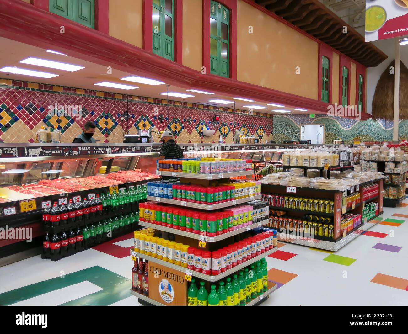 Sezione di carne del supermercato latino-americano Foto Stock