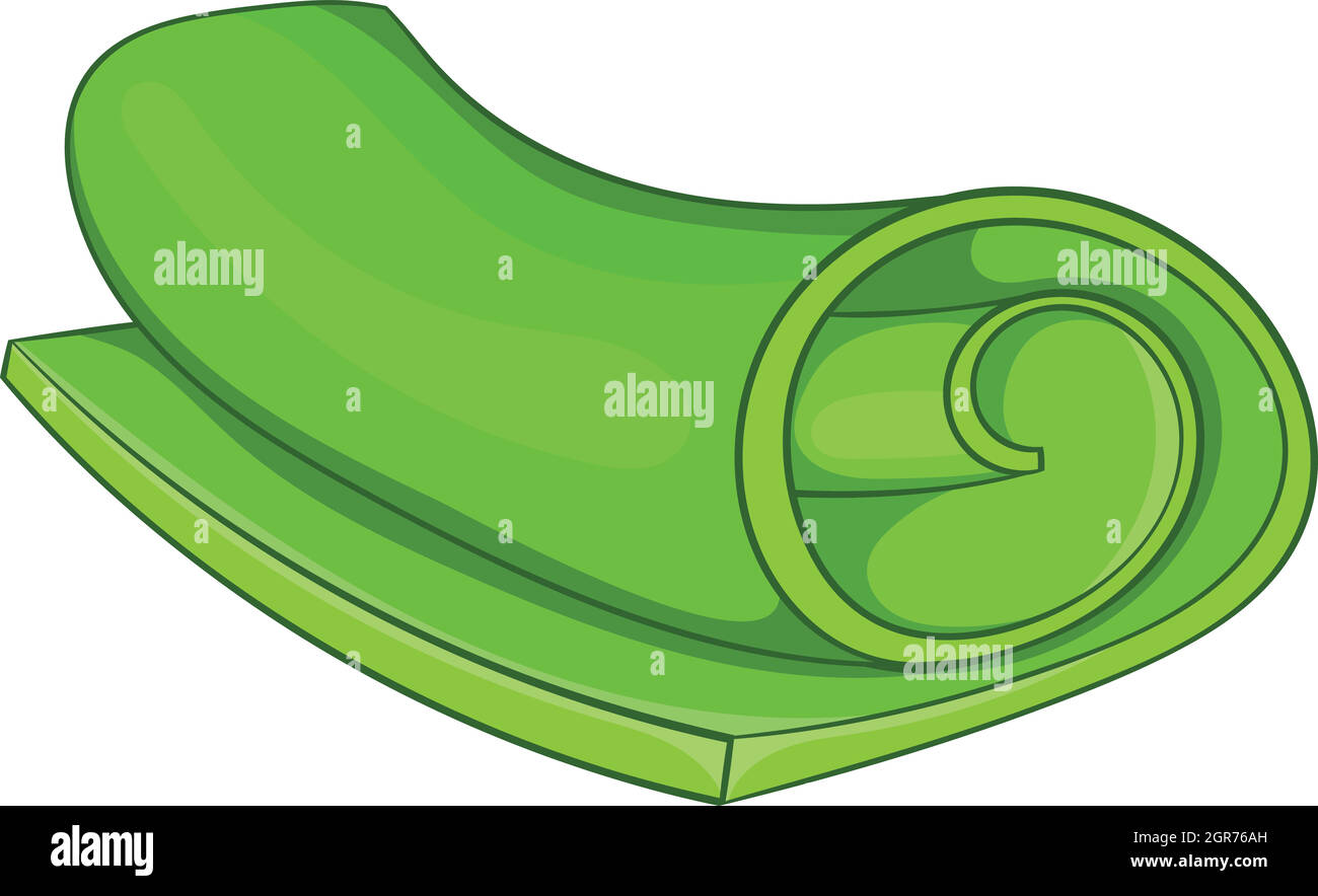 Green towel arrotolato icona, stile cartoon Illustrazione Vettoriale