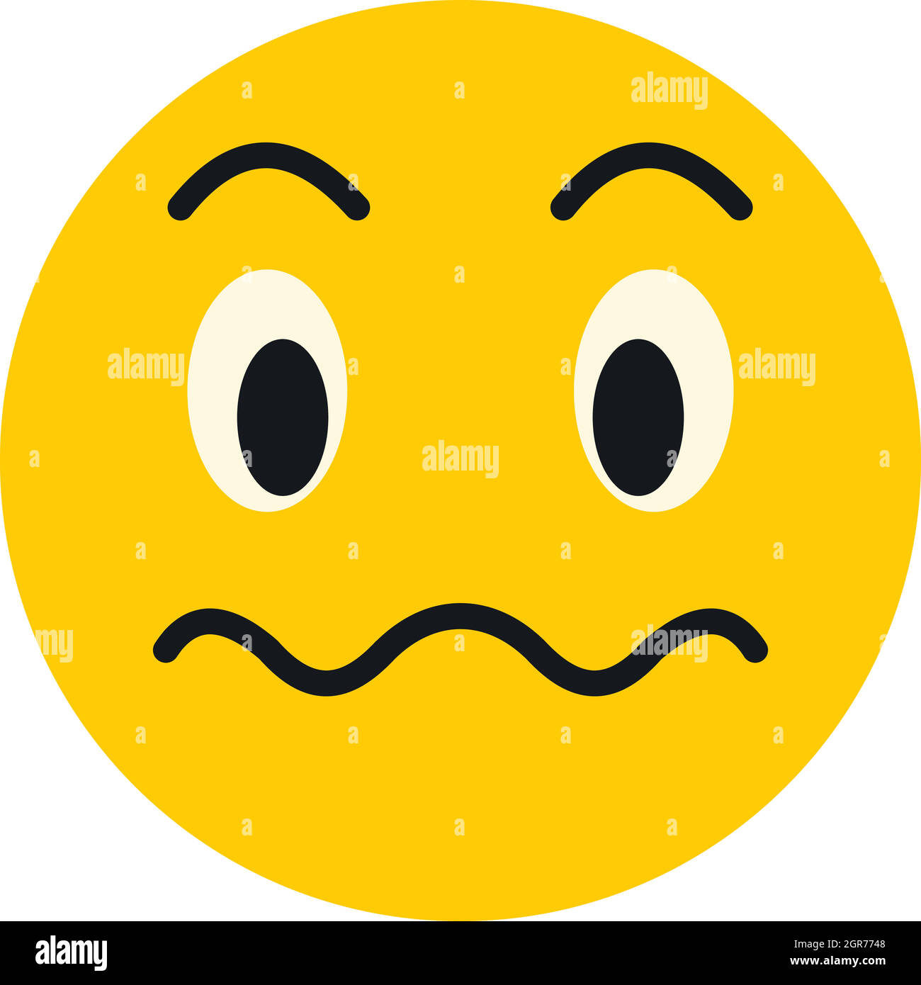 Perplesso emoticon icona, stile piatto Illustrazione Vettoriale