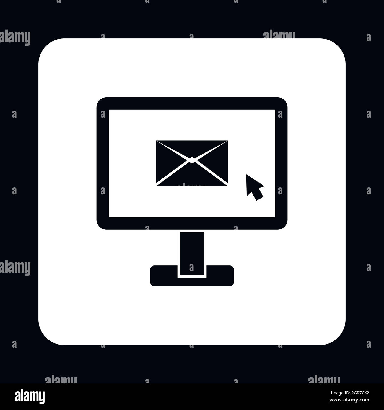 La scrittura di messaggi di posta elettronica sul computer, l'icona di stile semplice Illustrazione Vettoriale