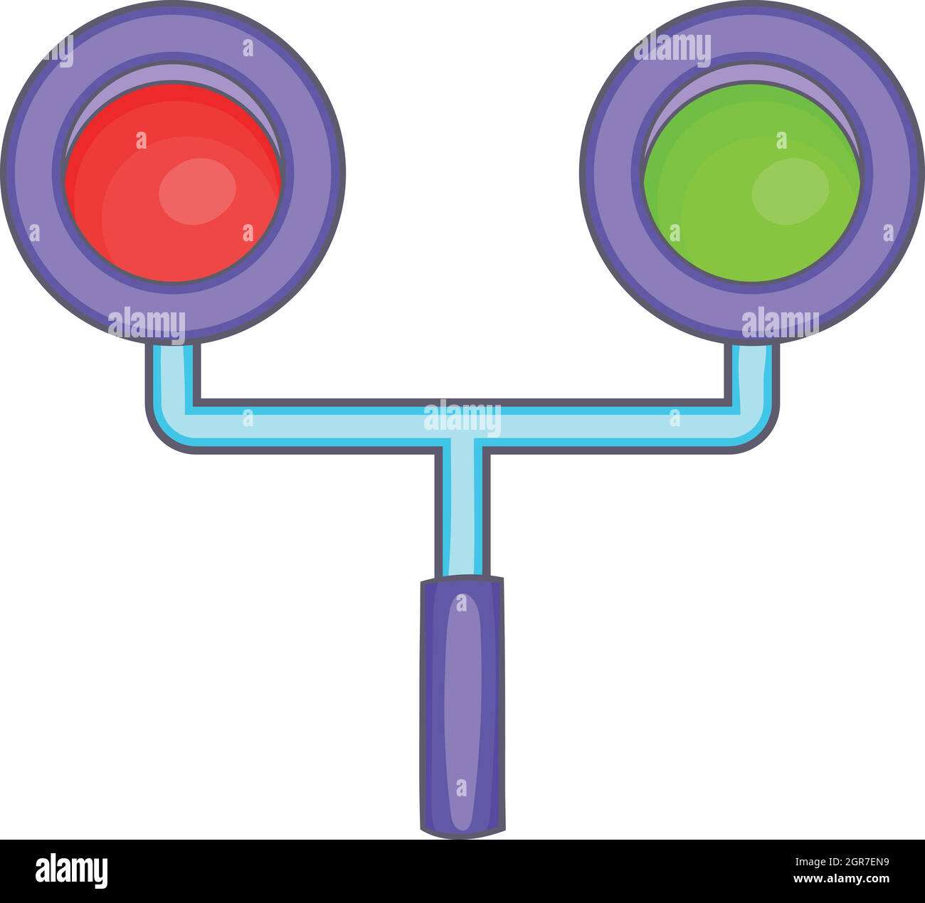 Semaforo per treni icona, stile cartoon Illustrazione Vettoriale