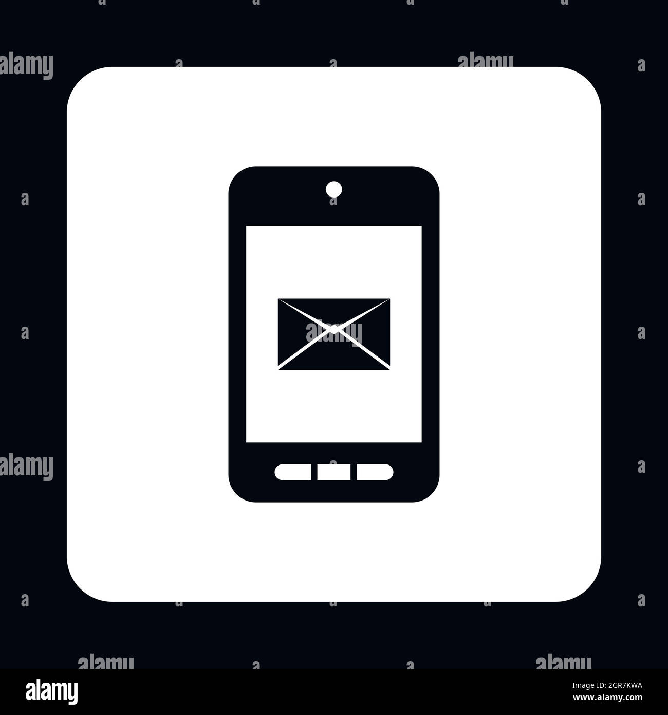 La scrittura di messaggi di posta elettronica sul telefono e icona di stile semplice Illustrazione Vettoriale