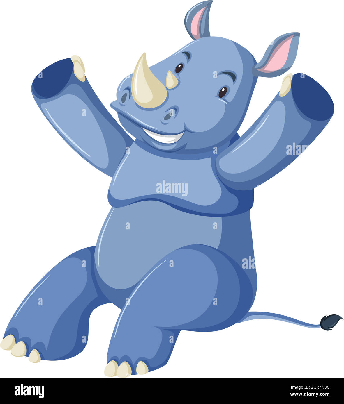 Sfondo bianco rhino blu felice Illustrazione Vettoriale