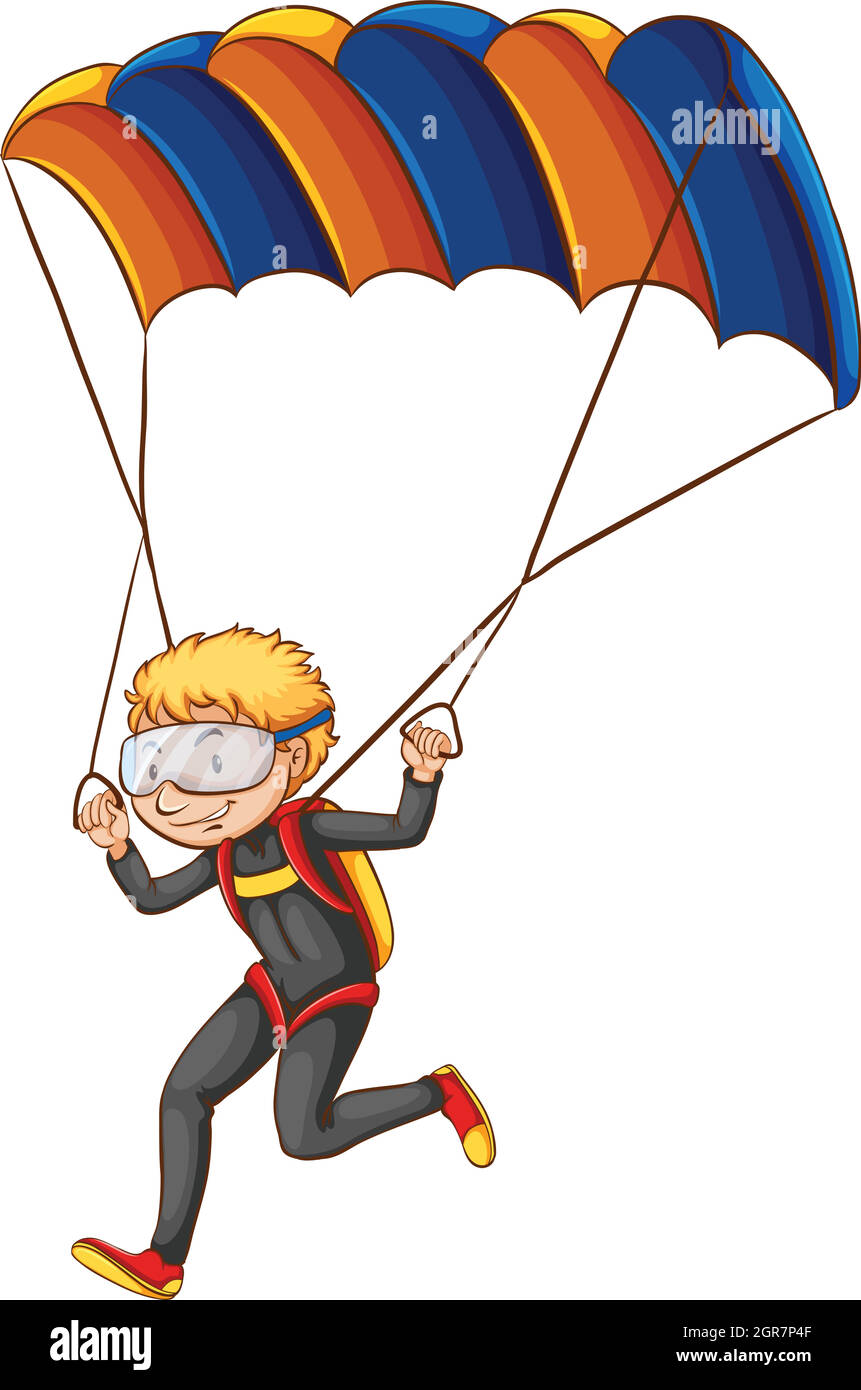 Un uomo che si gode il paracadute Illustrazione Vettoriale