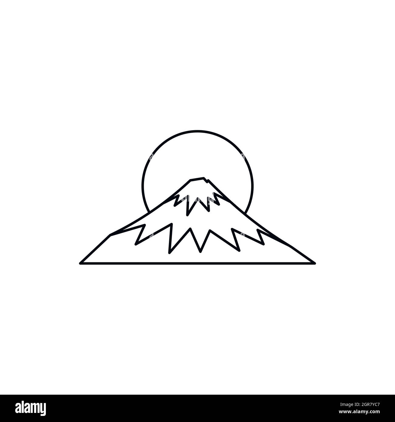 Simbolo sacro del Giappone Fuji icona, stile contorno Illustrazione Vettoriale