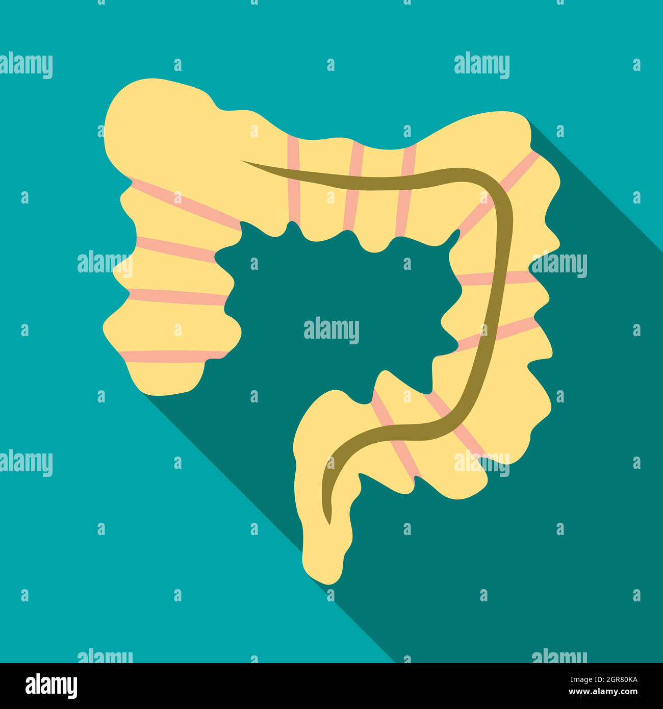 Icona di intestino, stile piatto Illustrazione Vettoriale