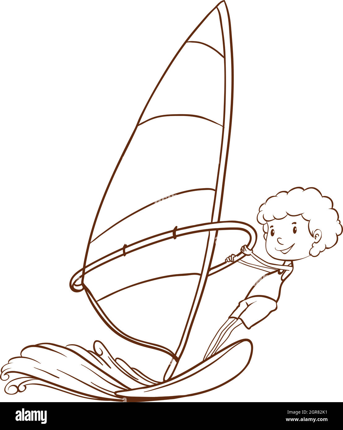 Un semplice schizzo di un uomo che gioca in mare Illustrazione Vettoriale