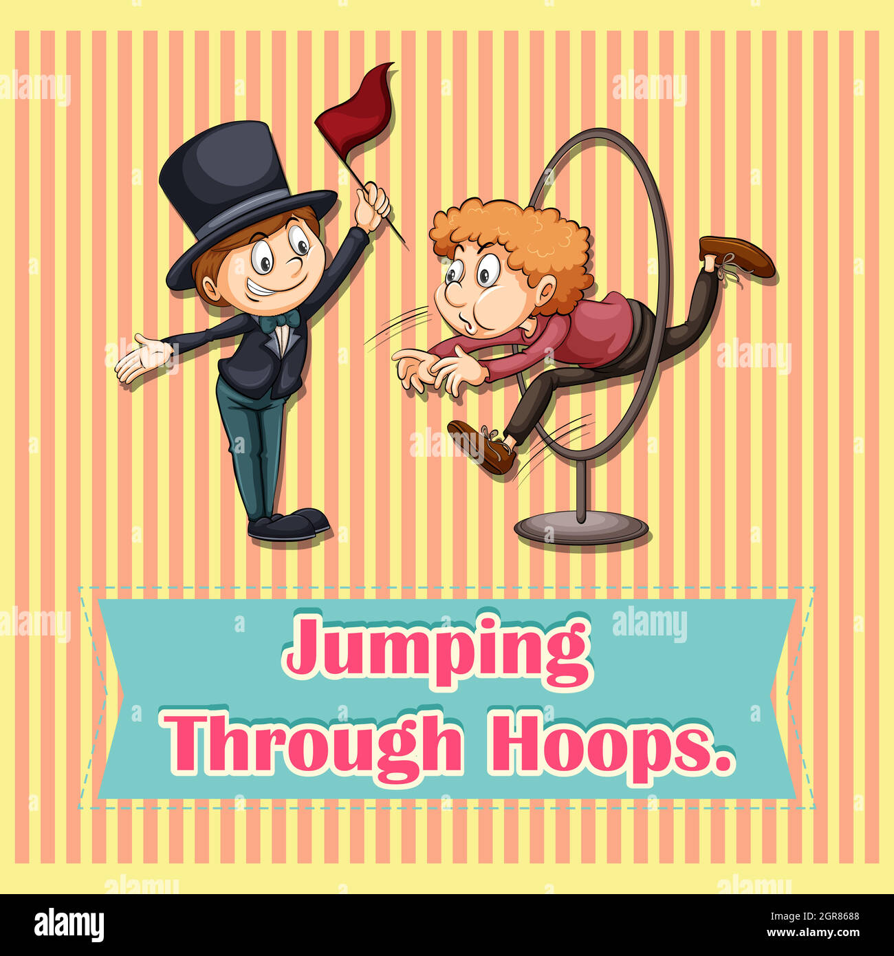 Uomo che sjumoing attraverso i cerchi Illustrazione Vettoriale