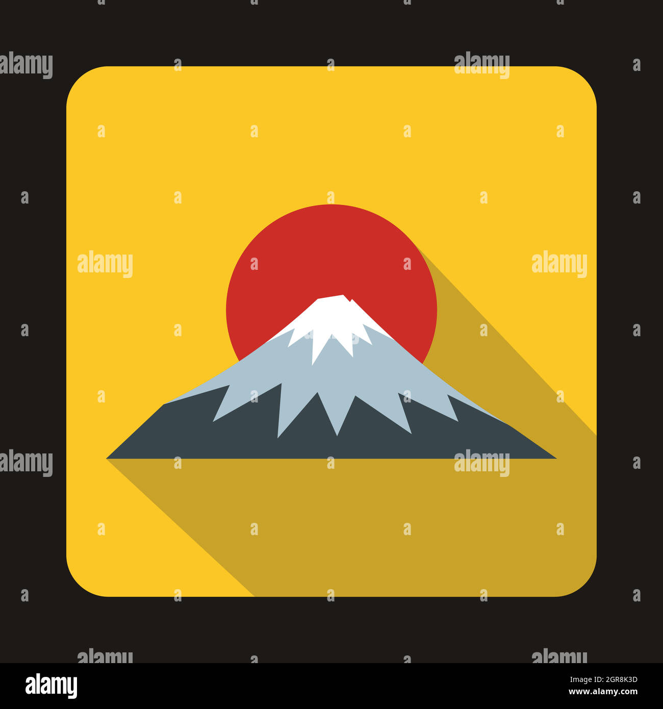 La montagna sacra di Fuji, Giappone icona stile piatto Illustrazione Vettoriale