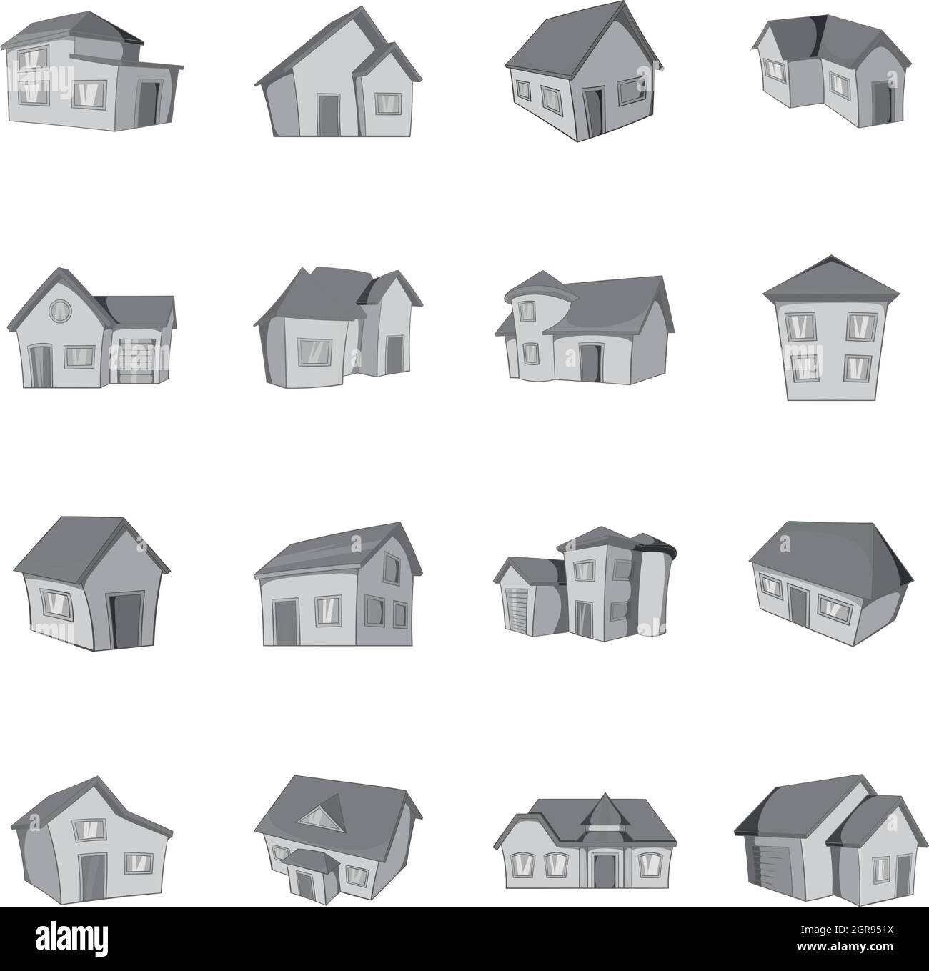 Casa set di icone, nero stile monocromatico Illustrazione Vettoriale