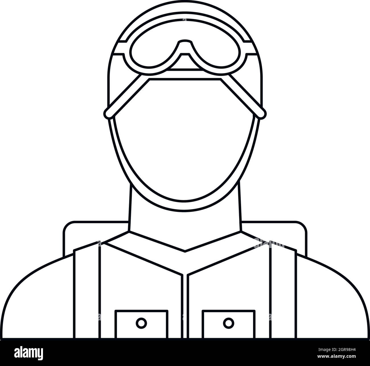 Icona paracadutista militare, stile profilo Illustrazione Vettoriale