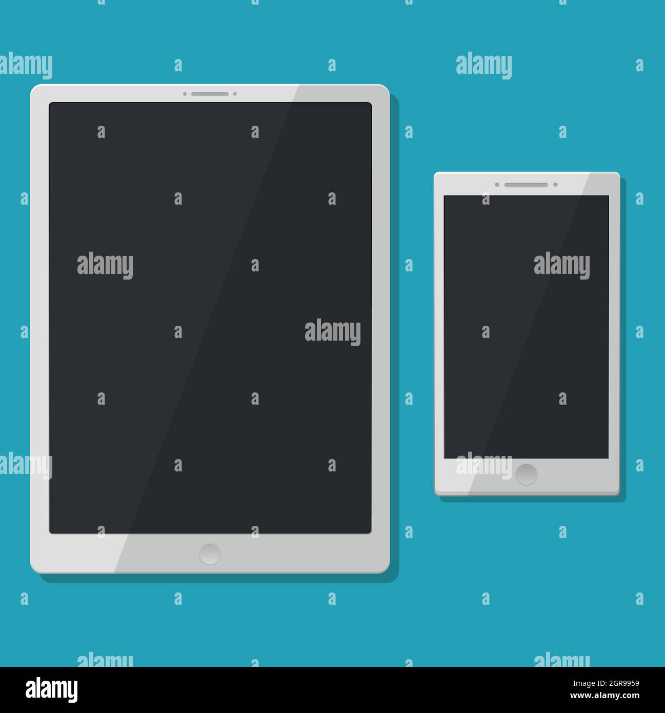 Digitali moderni PC tablet con smartphone mobile Illustrazione Vettoriale