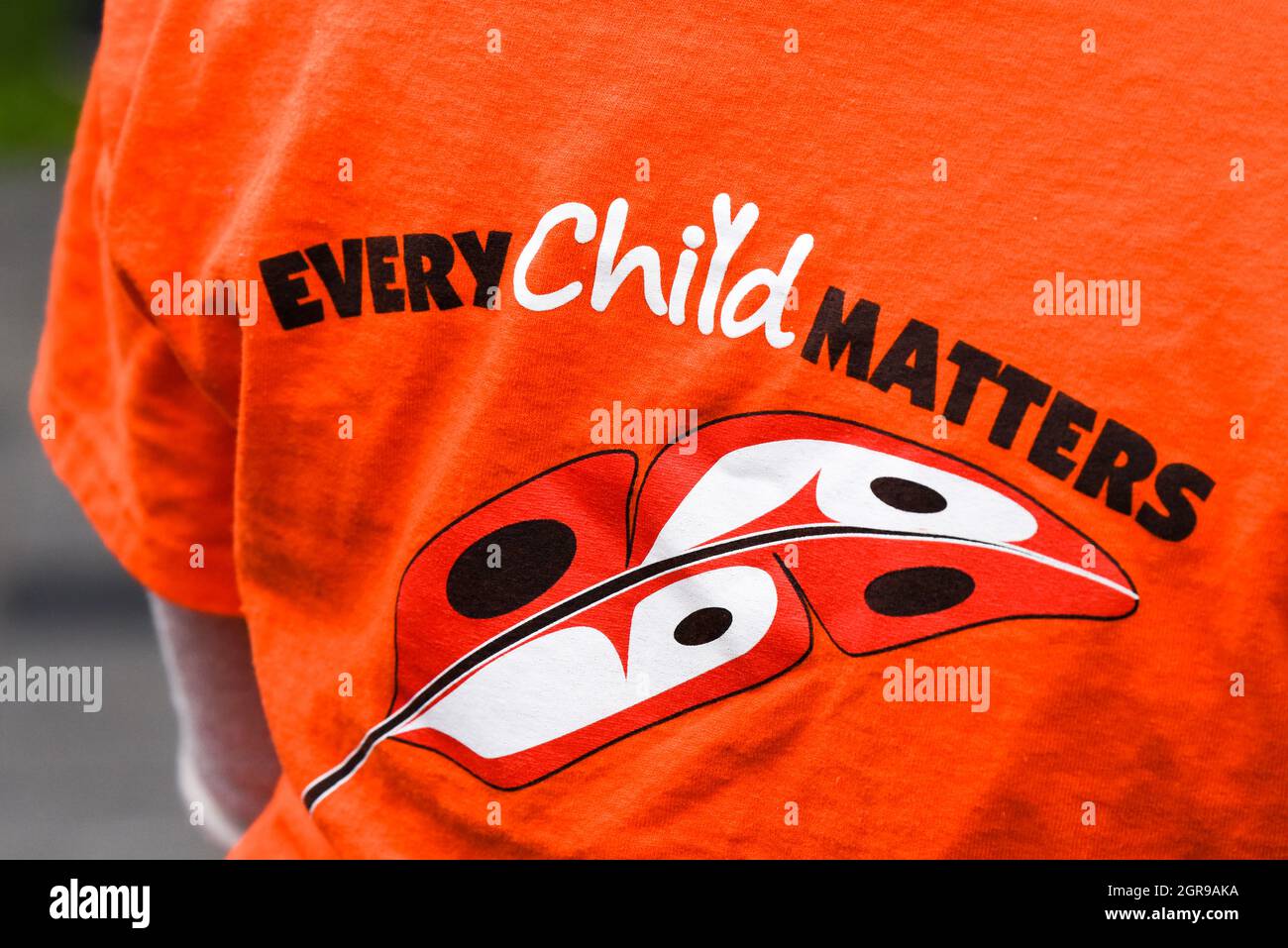 "Ogni bambino conta" onorando i bambini indigeni delle scuole residenziali in Canada Foto Stock
