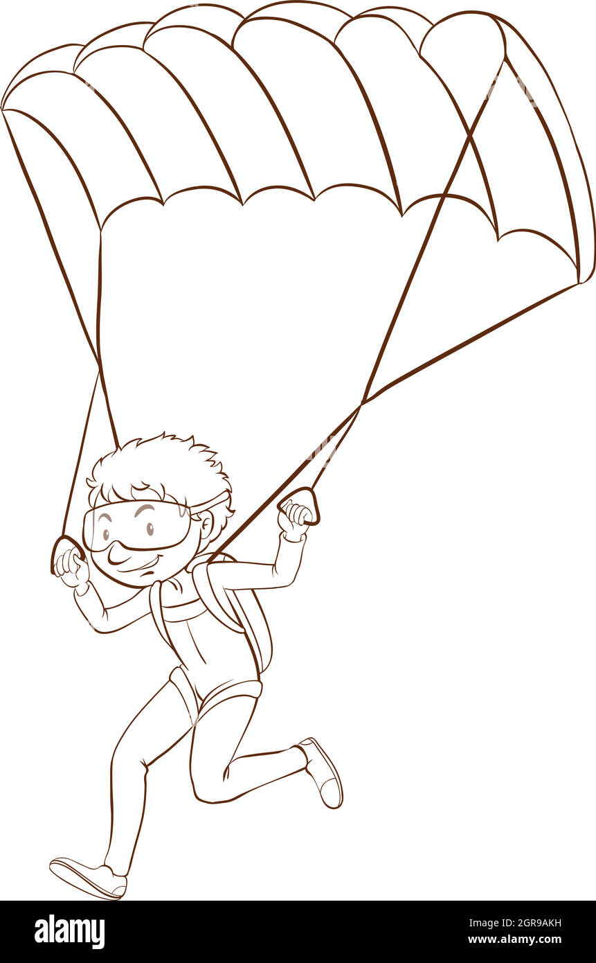 Un ragazzo paracadutismo Illustrazione Vettoriale