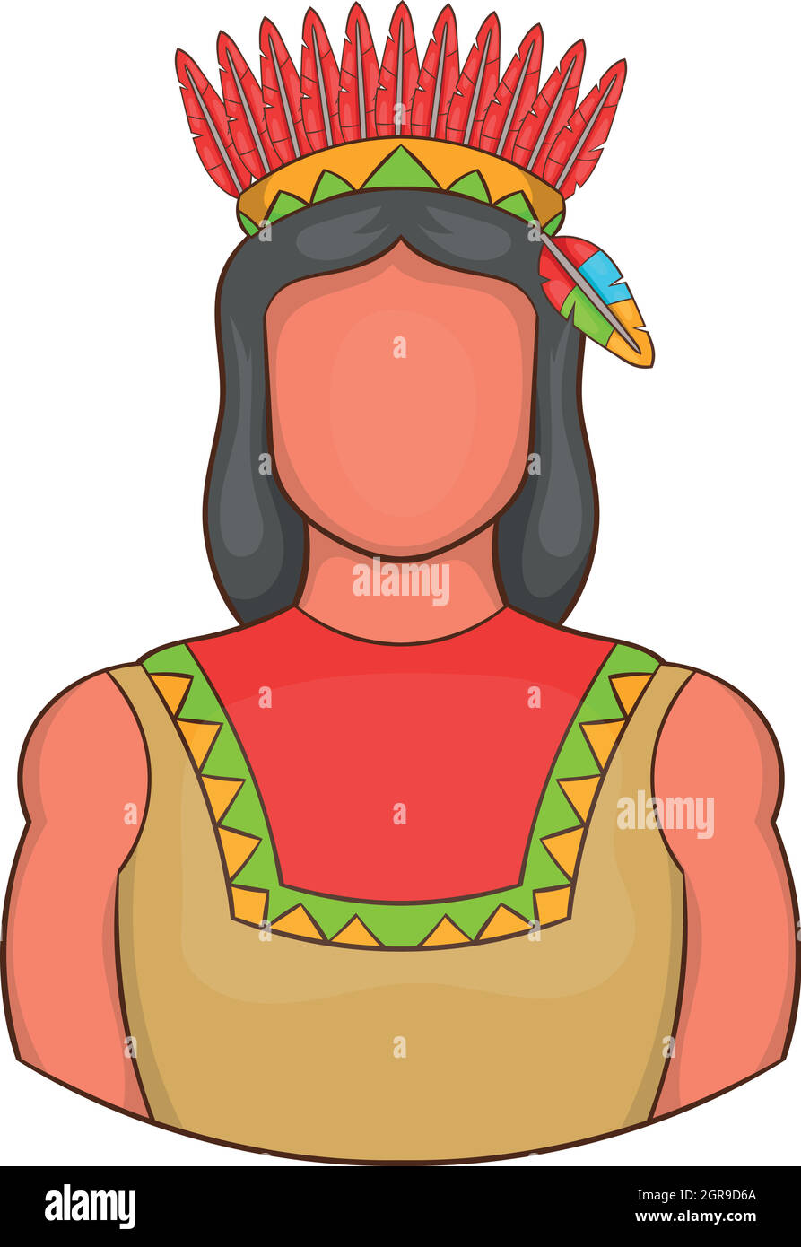 American Indian icona, stile cartoon Illustrazione Vettoriale