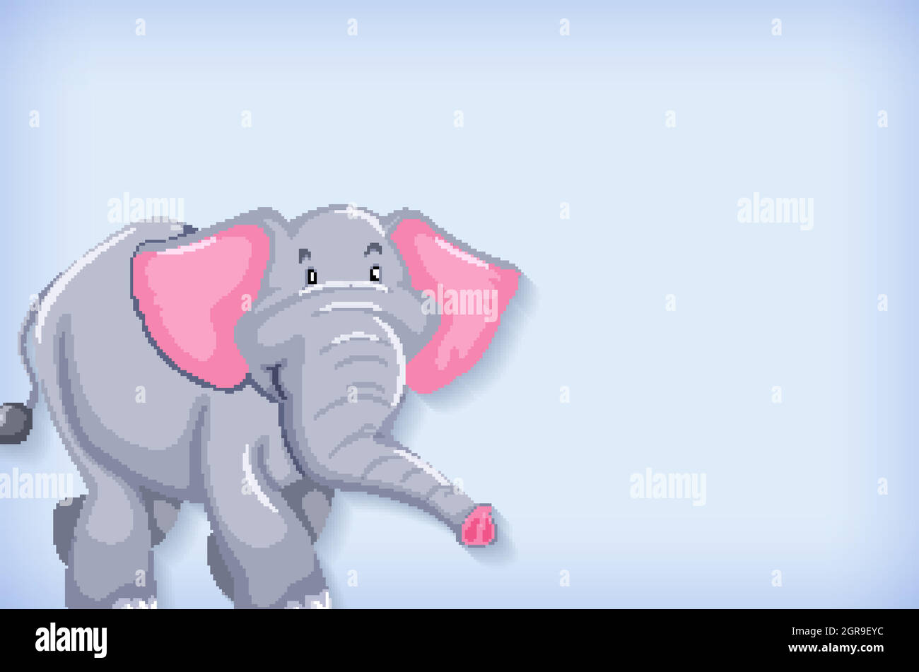 Modello di sfondo con parete di colore semplice ed elefante Illustrazione Vettoriale